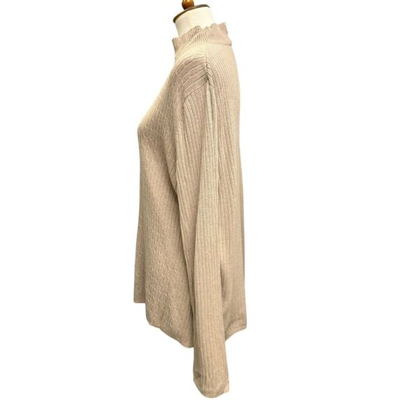 Evan Picone Plus Size 3X Tan Ribbed Mock Neck Sweater Long Sleeve Pullover - Picture 4 of 16